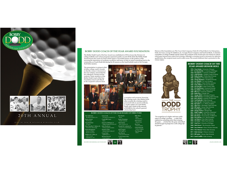Bobby Dodd Memorial Golf Tournament Program